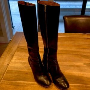 Calvin Klein Black Knee High Boots with Gold Detail. Size 7